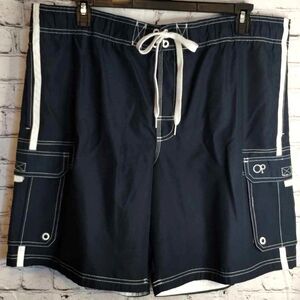 OP Dark Blue Swim Trunks with White Details